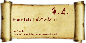 Hemrich Lázár névjegykártya
